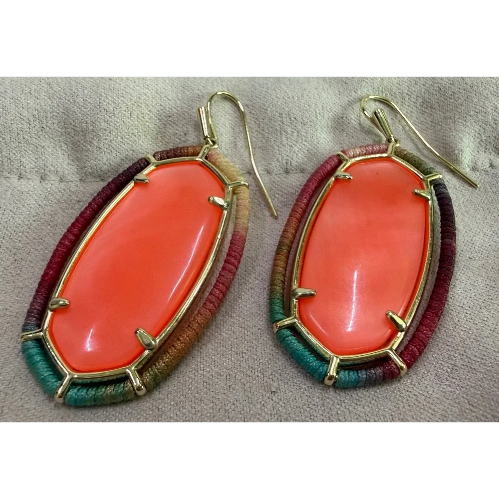 Kendra Scott Elle Threaded Drop Earring in Coral Illusion Gold Tone Multicolor
